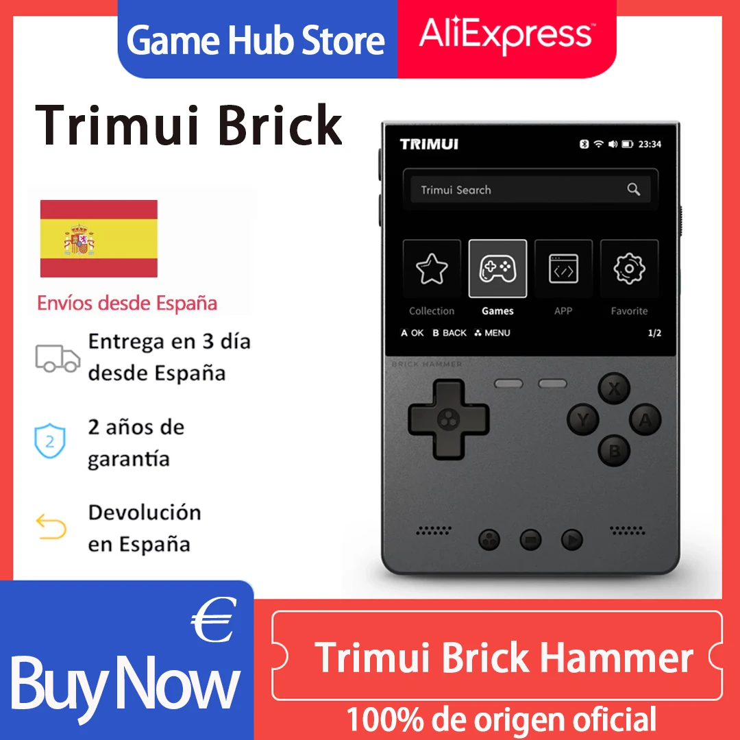 NEW TRIMUI BRICK Hammer Handheld Game Console 3.2'' IPS Screen Linux System Metal Body Key LED Lighting Free Key cap Gifts