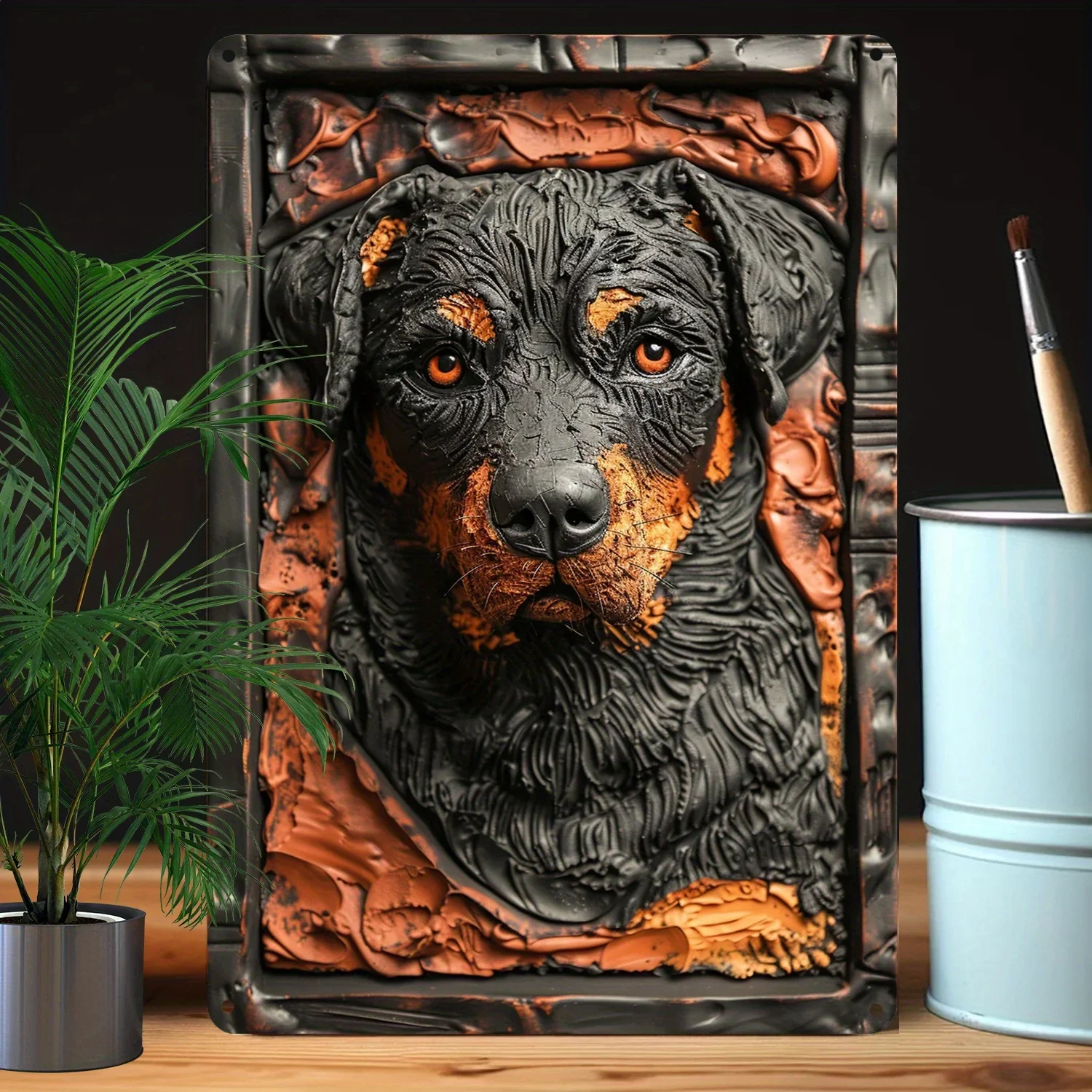 1Pc Rottweiler Aluminum Sign Wall Art with 3D Effect  8x12 Inch Higher Bend Resistance Durable Metal Decor for Home Gym Studio