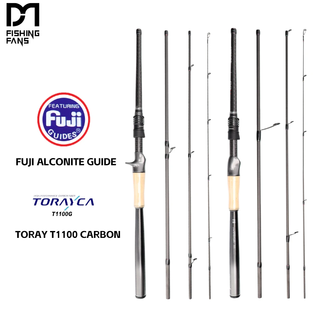 

FISHINGFANS TORAY T1100 CARBON FUJI ALCONITE GUIDE Travel Портативная 4-секционная удочка ML M с карбоновой конической ручкой