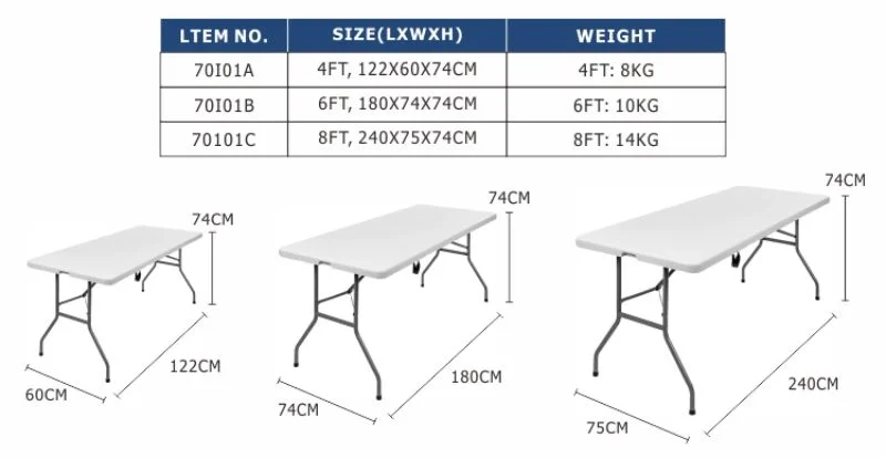 outdoor plastic 72inch folding table foldable rectangular dining 6ft plastic folding table