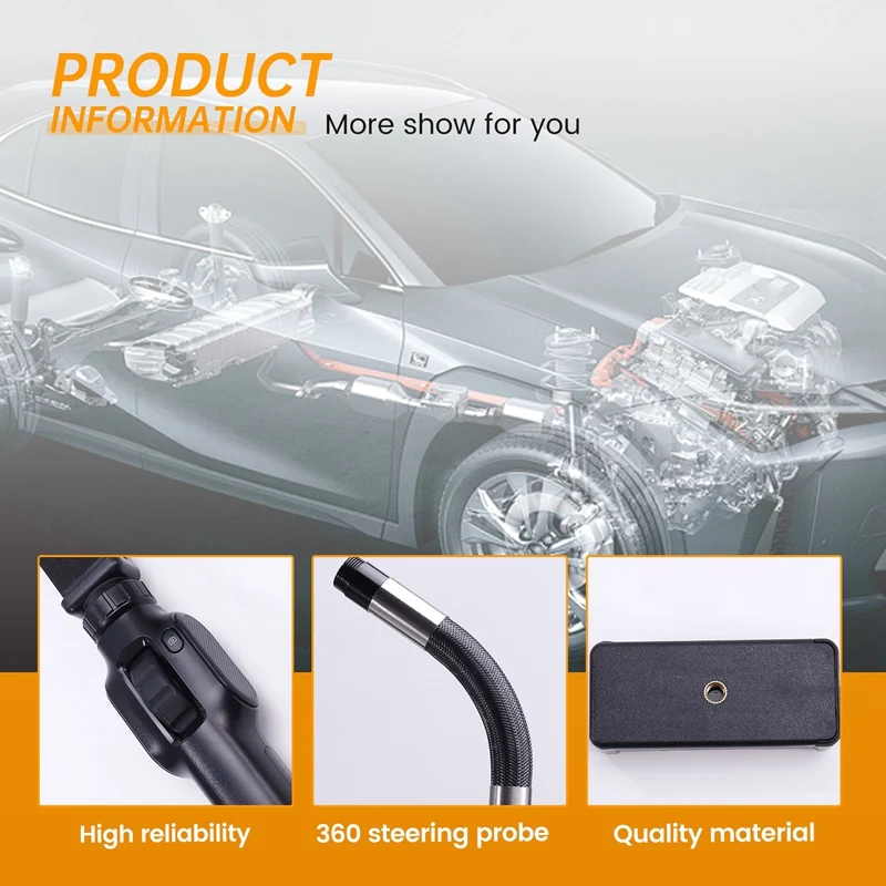 Industrial Endoscope With 8Mm Articulating Camera 1080 Two-Way Articulating Borescope Cars Inspection For IOS Android 2M