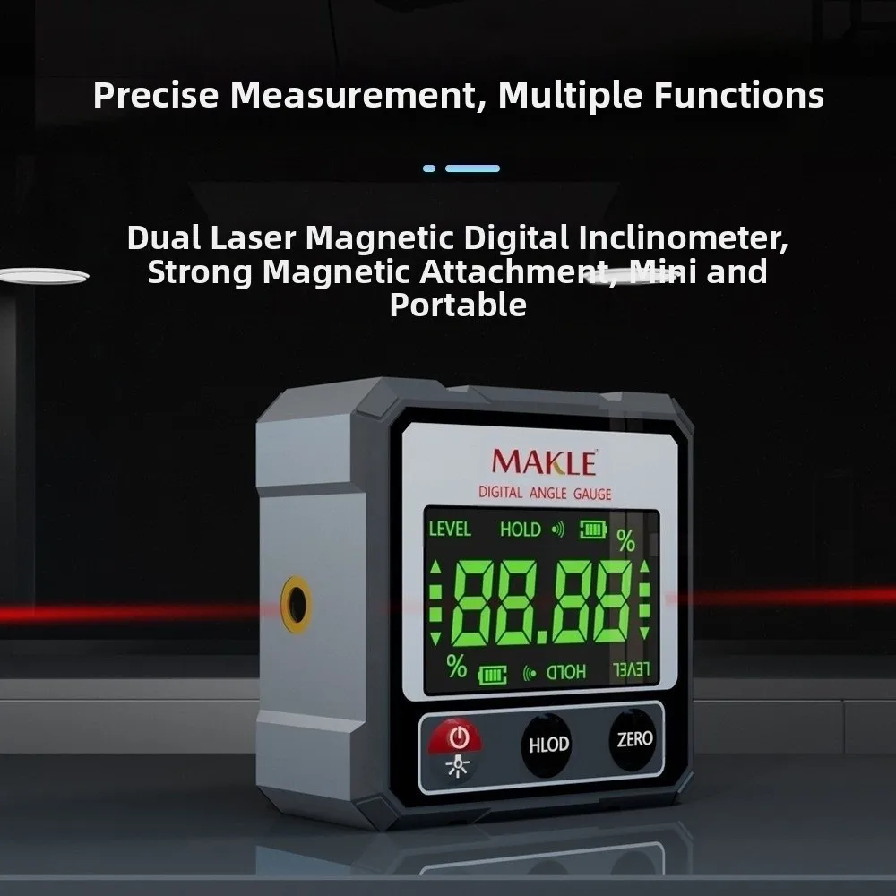 

2-side Laser Digital Protractor Goniometer Four Sided Magnetic Base Laser Level Ruler Waterproof Automatic Calibration Accuracy