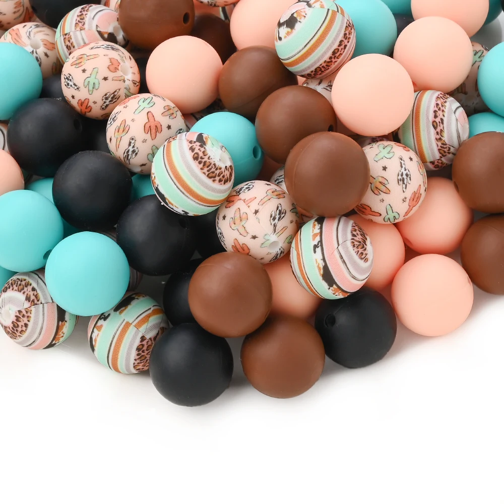 50 pçs 15mm conjunto de contas de silicone de grau alimentício sem bpa para diy chupeta do bebê anti gota cinta acessórios de jóias do bebê