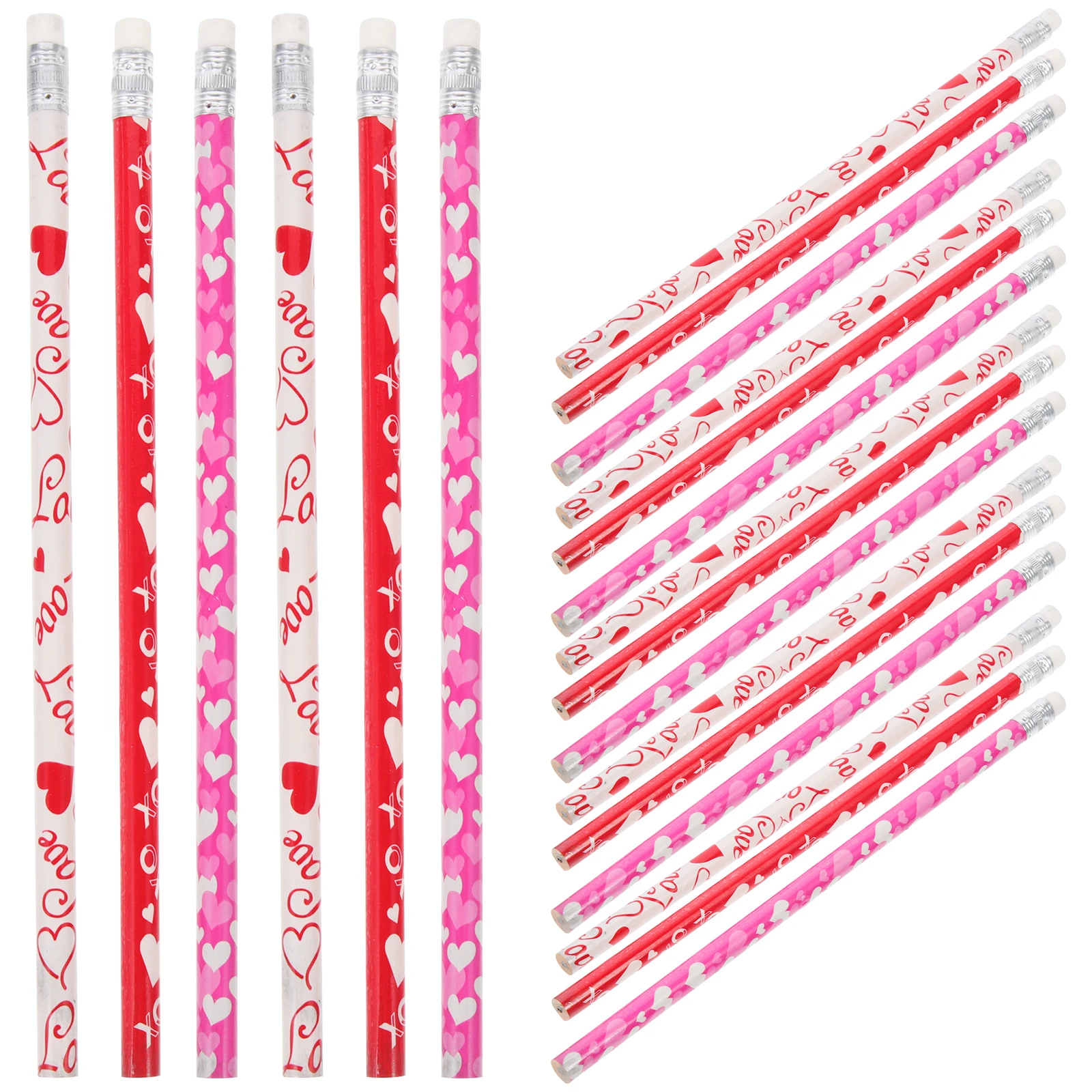 

50 Pcs Heart Pattern Wood Pencils Kids Writing School Supplies HB Graphite Sketching Eraser Head Fun pencils Gifts