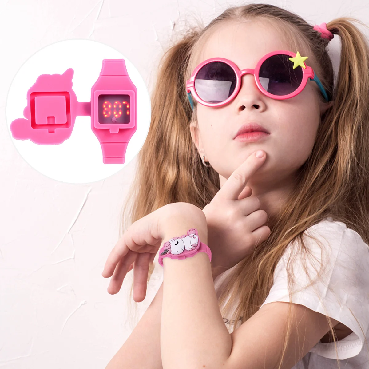 ساعة الأطفال يونيكورن صدفي الرقمية شاشة LED تعمل باللمس الكرتون الاطفال هدية ساعة للفتيات الفتيان عيد ميلاد استحمام الطفل #2