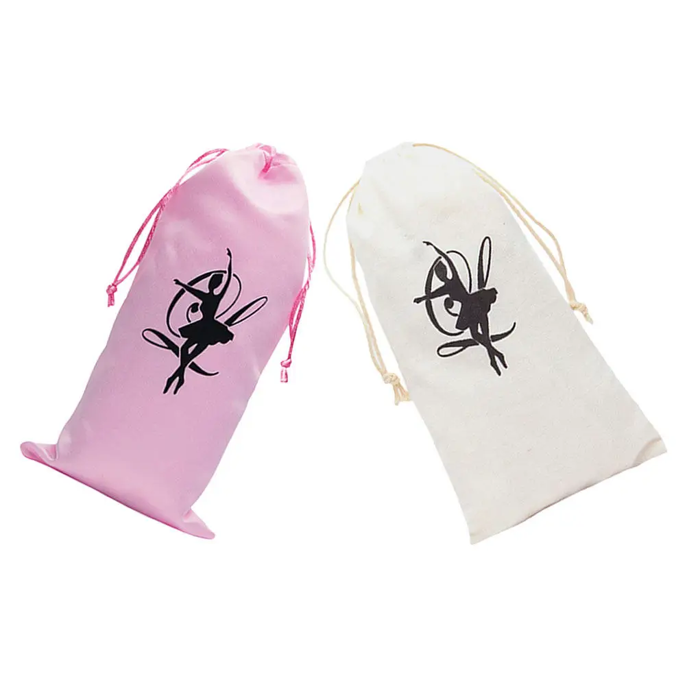 1Pair Ballet Shoe Storage Bag Canvas Satin Drawstring Dance Shoe Pouch for Women Travel Practice Competition Ballet