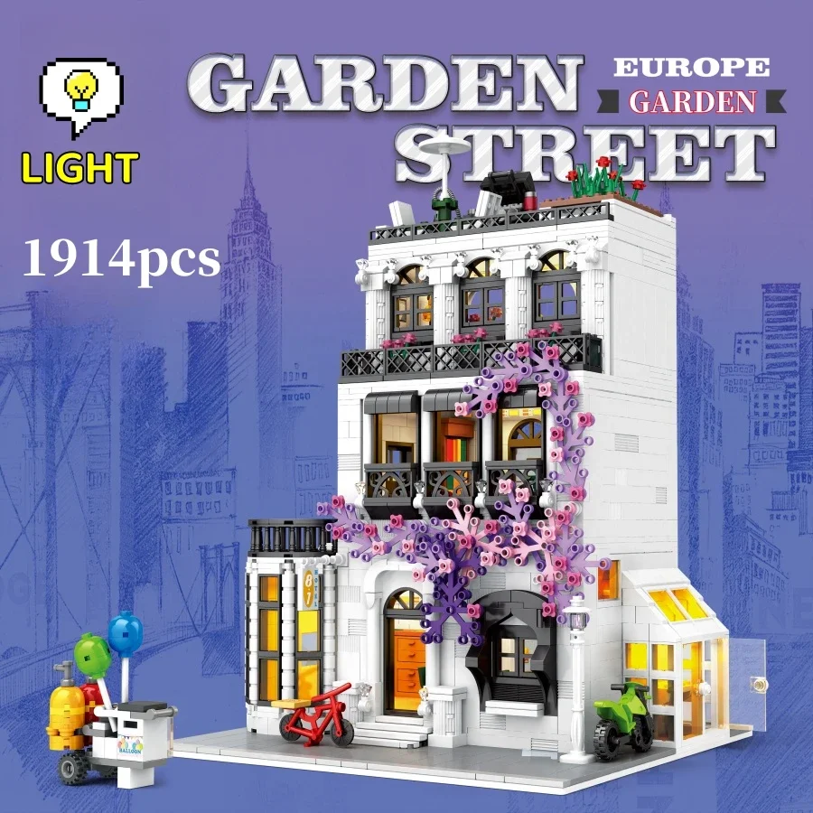 Kit de modelo de ladrillos de construcción de casa de flores creativo MOC, juego de construcción de diseño personalizado, bricolaje creativo para niños y niñas, regalo de cumpleaños