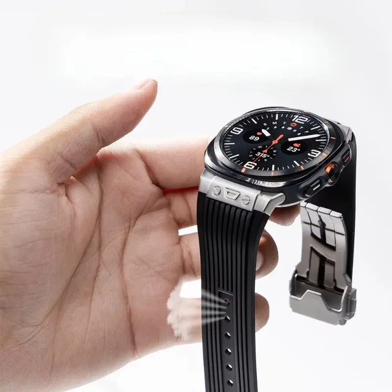 حزام من الفولاذ المقاوم للصدأ + سيليكون لساعة سامسونج جالاكسي الترا 47 ملم سوار من الفولاذ المقاوم للصدأ معصمه جالاكسي ساعة 8 الترا 2025