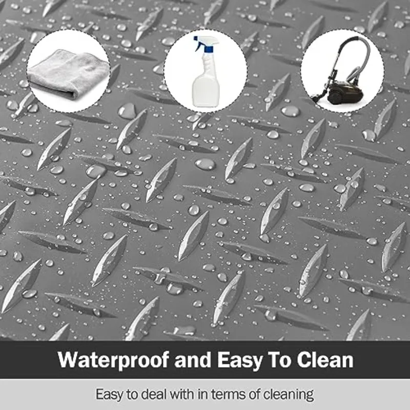 Garage Floor Protection Pad, Double-sided Tape, Anti Slip, Easy To Clean, Suitable for Warehouses, Gyms, Silver Gray
