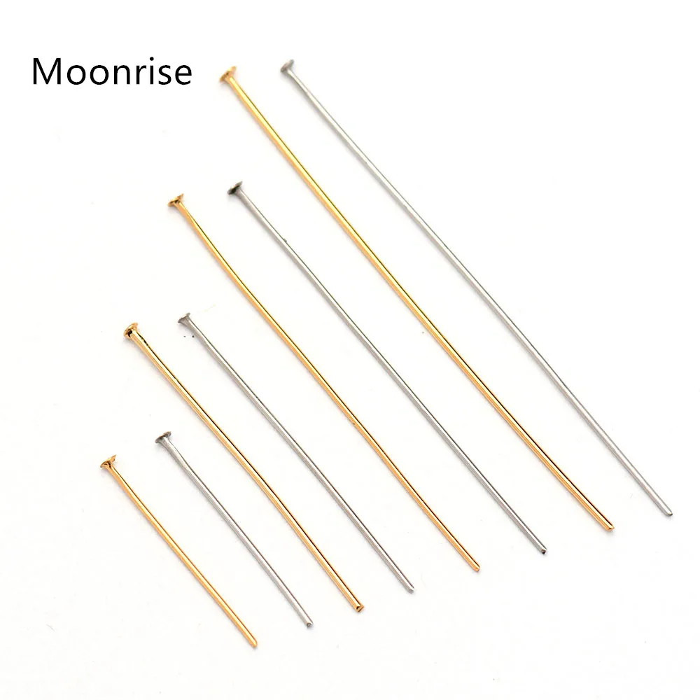 10-100Pcs Gold Plated Stainless Steel Flat Head Pin Findings For Jewelry  Earrings Making Hypoallergenic Nickel Free 23 /21Gauge