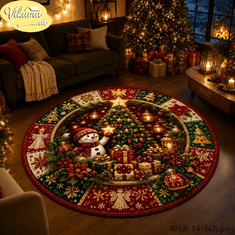 VIKAMA Christmas Party Decorative Rug, Non-Slip Soft Christmas Angel Living Room Carpet, Winter Holiday Home Decor Floor Mat