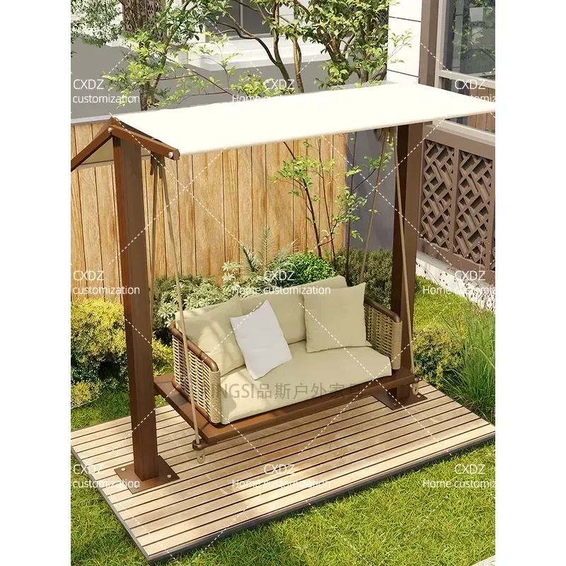 Outdoor Garden Balcony Double Swing Chair Hanging Hammock for Courtyard Villa Household Use