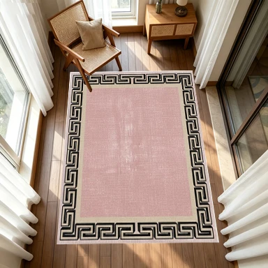 Modern Greek Key Pattern Border Carpet, Simple Solid Color Carpet, Suitable for Living Room, Bedroom, Home Decoration