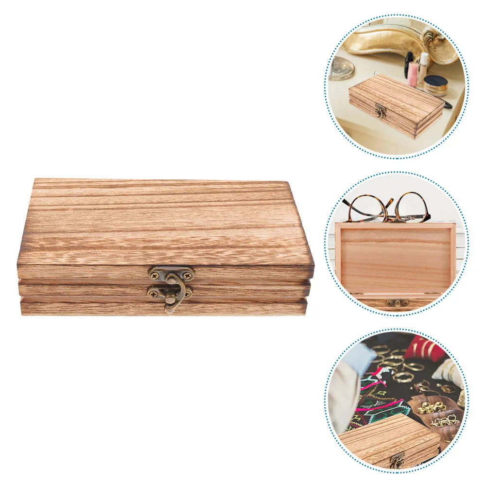 Caja Organizadora de Joyas de Madera Maciza Resistente con Cierre de Hebilla para Pendientes, Collares, Pulseras, Anillos, Manualidades, Recuerdos, Escritorio