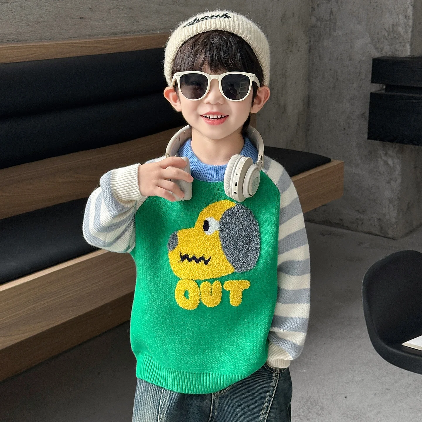 

Thiened Knitted Crew Ne Sweater for Boys Autumn Winter Clothes 2025 New Sle Cartoon Base Layer irt for Baby Boys
