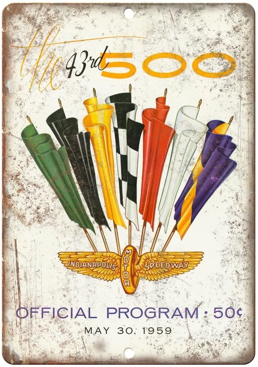 CN-Tin Sign Auto Racing Indianapolis Motor Speedway 500 Metal Sign, Metal Wall Signs Tin Plaques 8 X 12 Or 12 X 16 Inch Bar sign