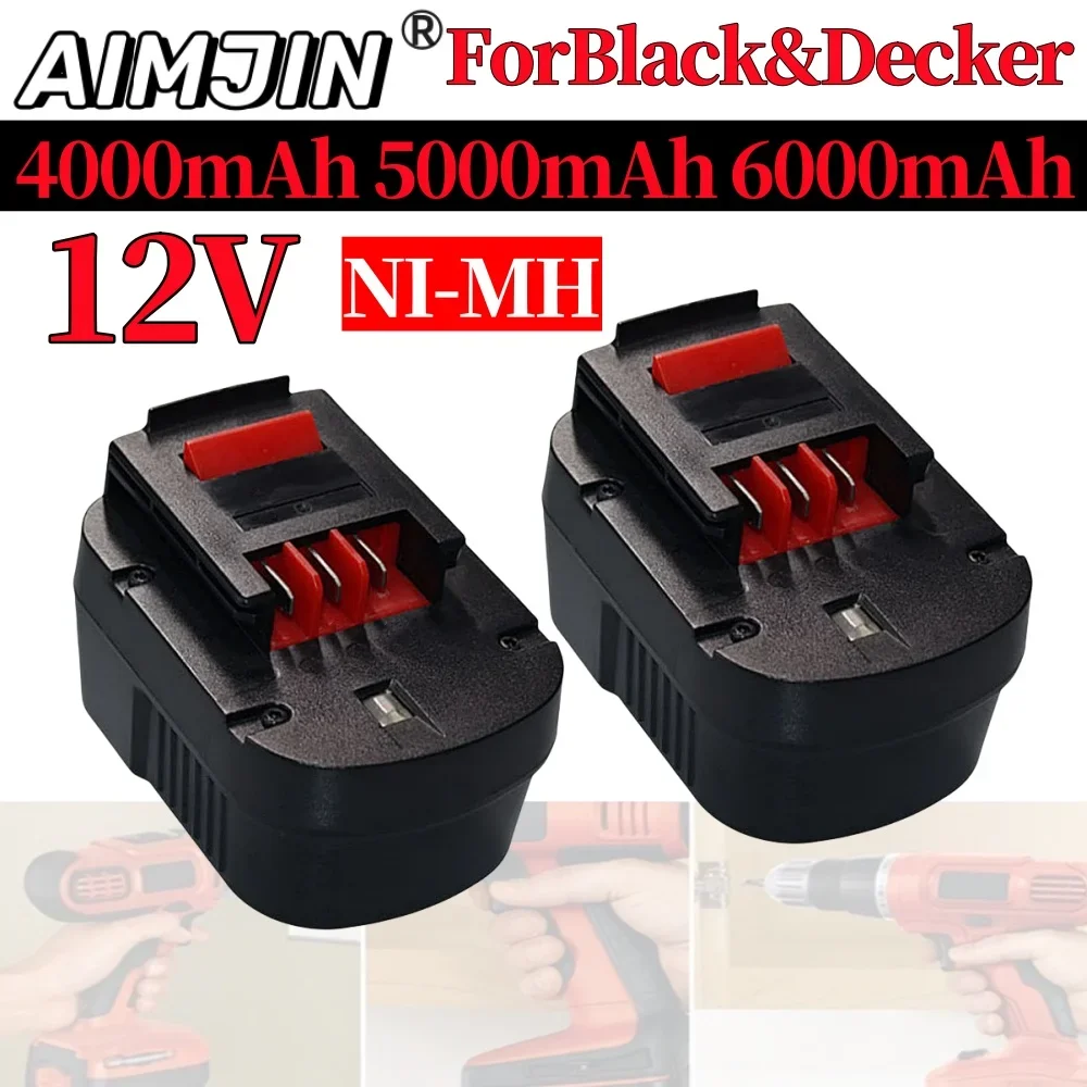 6000mAh zamiennik dla Black Decker 12V Ni-MH wiertarka bateria A12 A12EX FSB12 FS120B A1712 HP HP12 akumulator