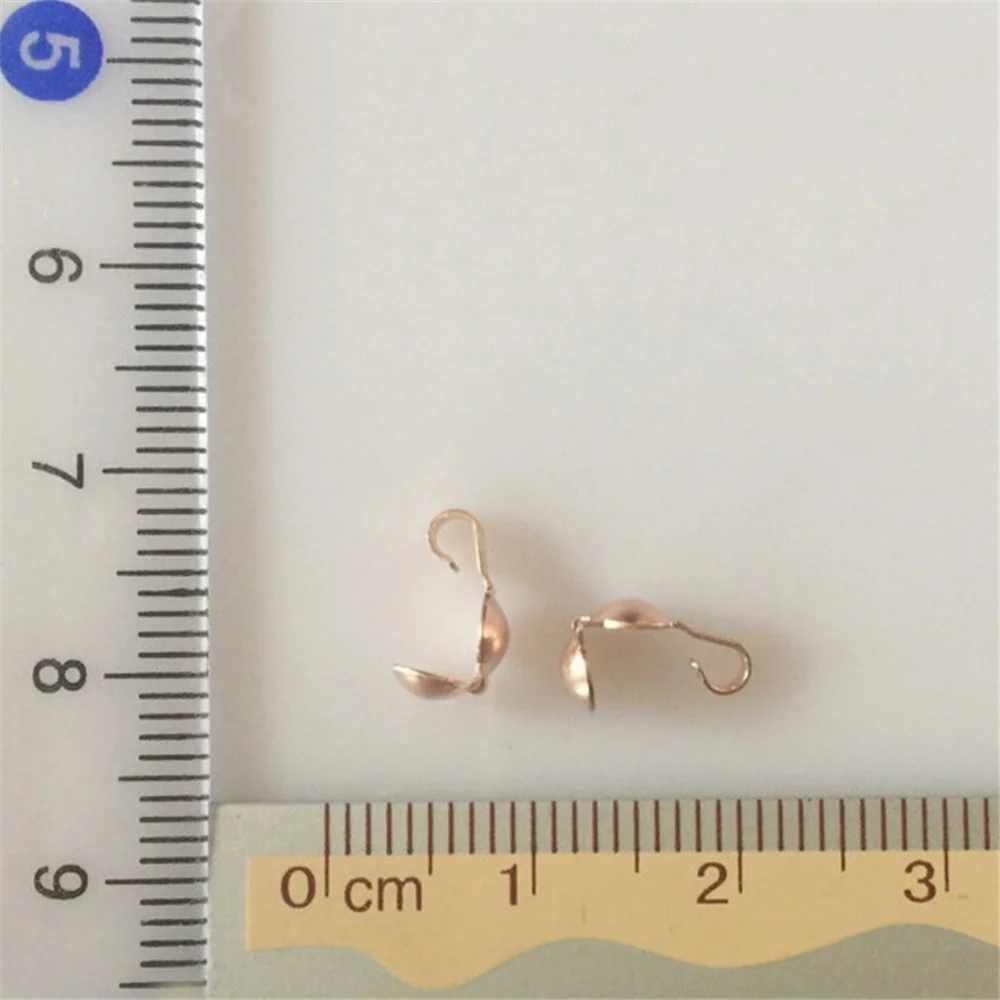 5 Pieces Clamshell Fold-Over Crimp Bead Tips with 0.56mm Hole in 14K Rose Gold Filled