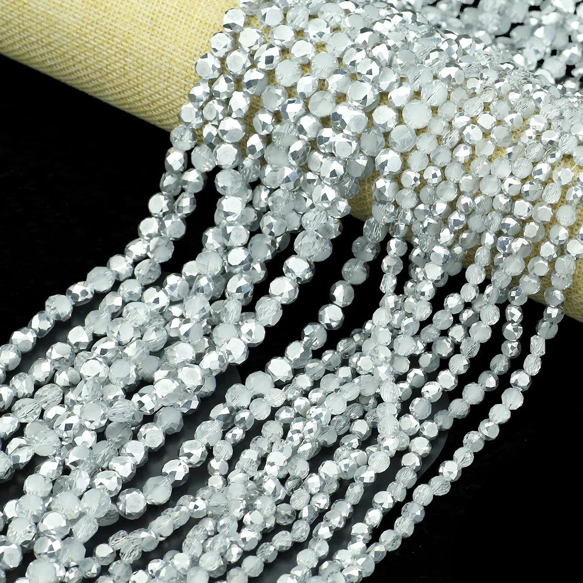 Semi Silvery Round Faceted Austrian Crystal Bead Glass Spacer Loose Beads For Jewelry DIY Earrings Bracelet Accessories 6/8mm