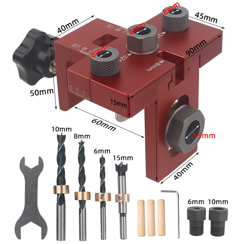 Imagem -02 - Carpintaria Doweling Jig Kit em Universal Broca Guia Localizador Montagem do Gabinete de Móveis Furador Ferramentas Domésticas Diy