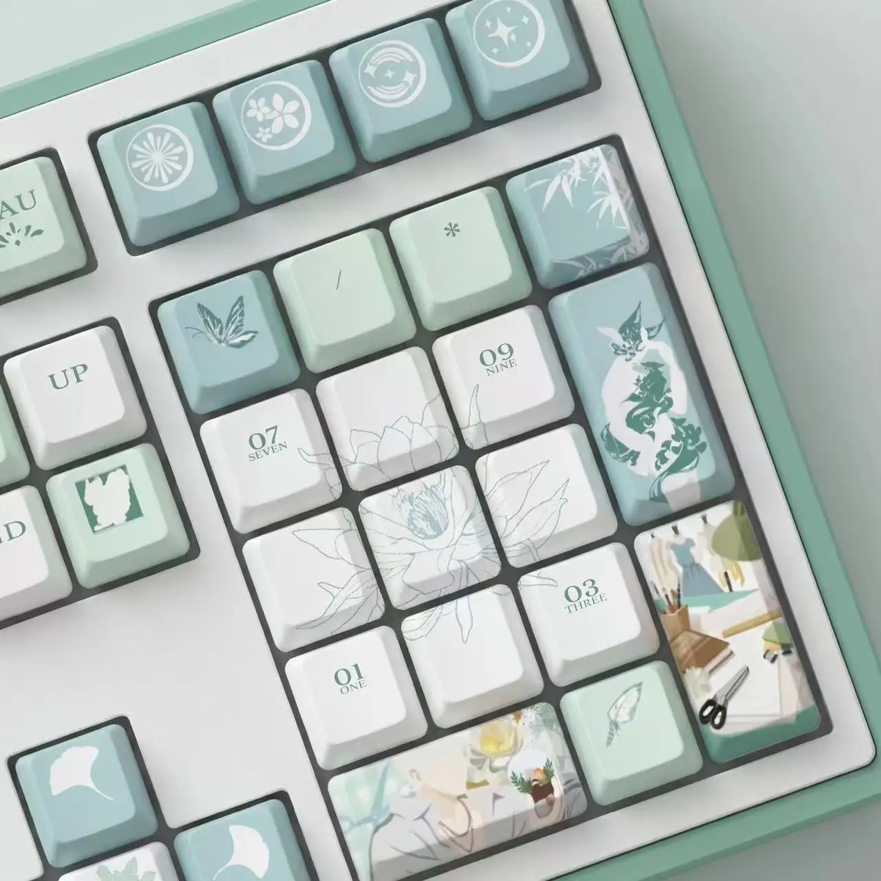 122 Keys Light and Night Sariel Custom Keycaps Cherry PBT Transparent Key Cap for Made68 Mad68 Wooting 60 Mechanical Keyboard