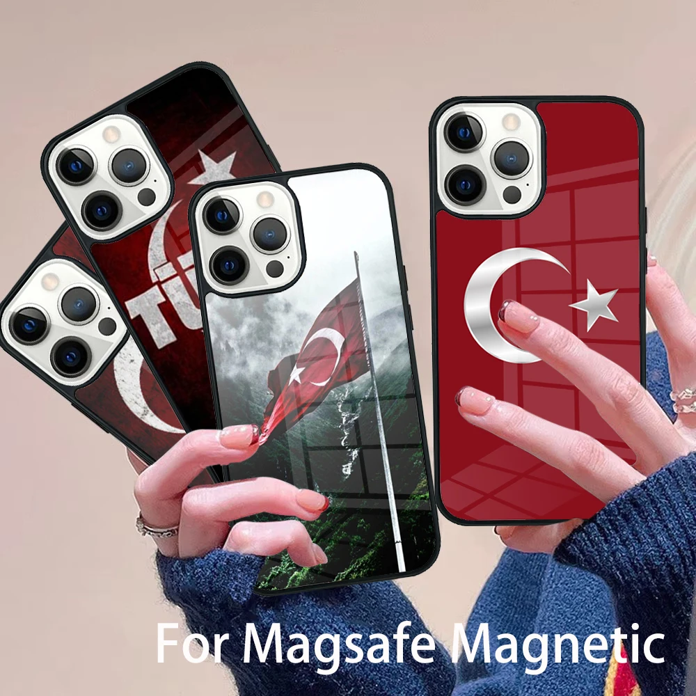 

TURKEY TURKISH FLAG Phone Case Magesafe Magnetic Wireless Charge Cover For IPhone 16 11 12 13 14 15 Pro Max Plus Mini