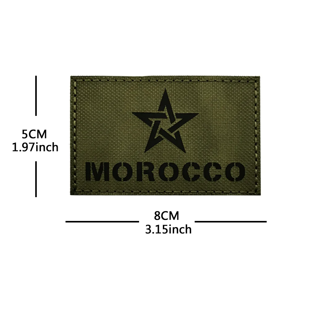 Morocco Flag IR Infrared Reflective Patches 3D PVC Rubber Morocco Flags Embroidered Tactical Appliques Armband Decoration Badges