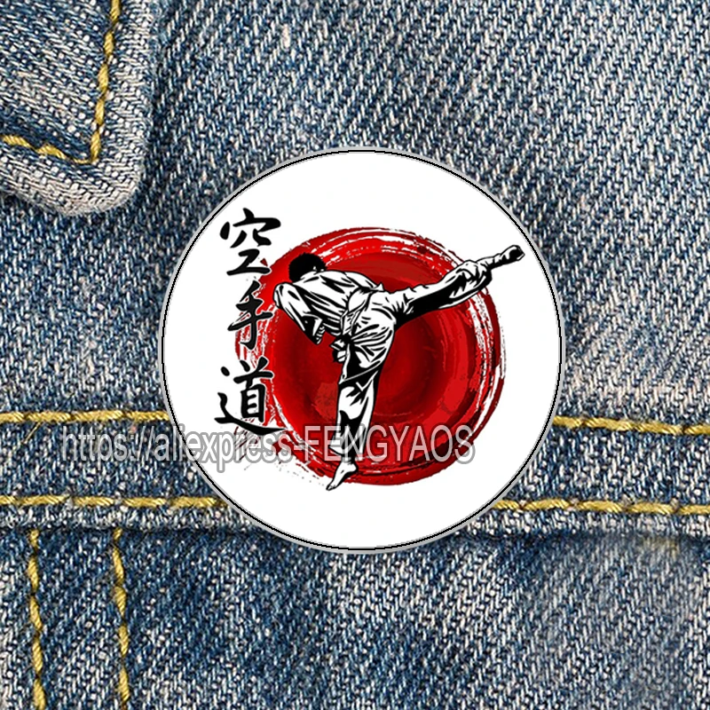 Stainless Steel Y2k Punk Taekwondo Pin Custom Cool Martial  Art Judo Brooches  Karate / Aikido Badge Gift for Friend