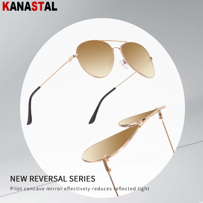 Men Concave Sunglasses Women Anti Rays UV400 Sun Glasses Metal Eyeglasses Frame Pilot Goggles Travel Driving Sunscreen Eyewear