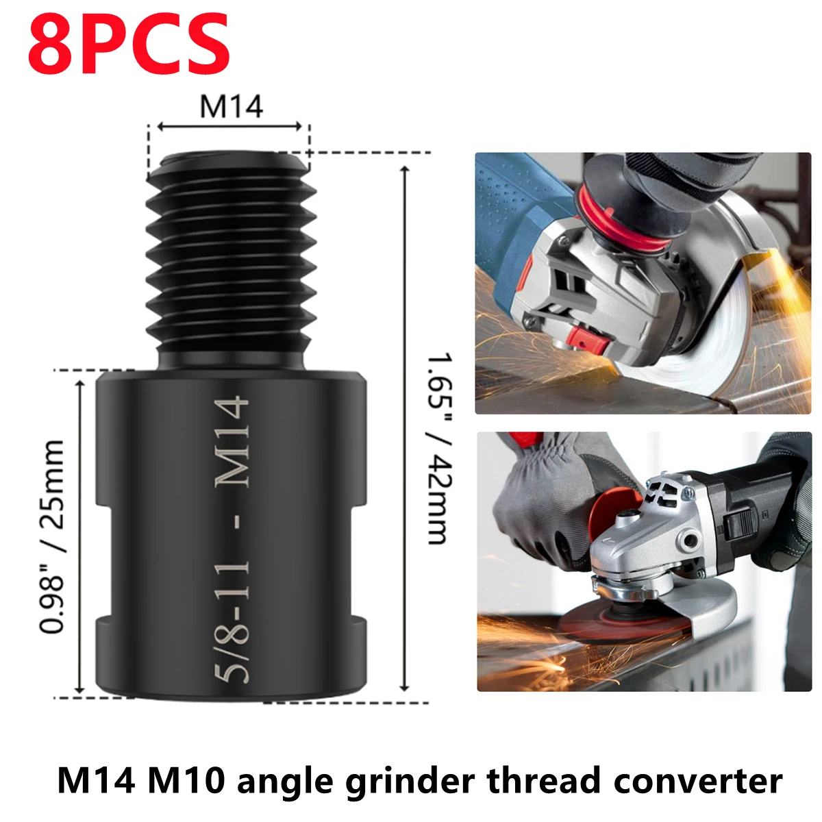 

M14 M10 5/8-11 Adapter Angle Grinder Thread Converter Adaptive Shaft Connector Polished for Diamond Core Drill Bits Hole Saw