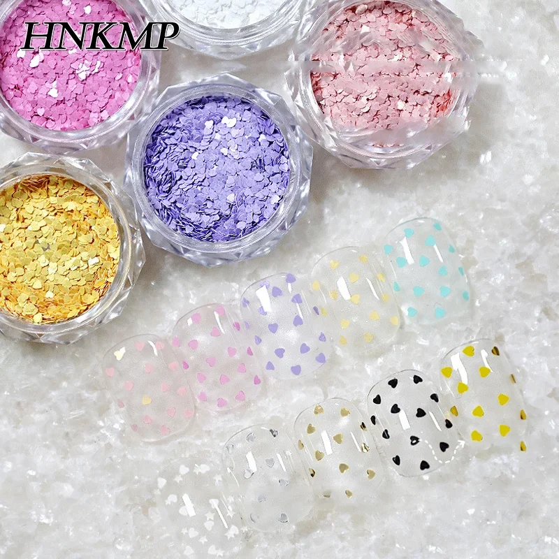 1 tarro de 1mm Mini brillo de uñas de amor brillante corazón decoración de uñas diseño de salón de uñas accesorios lindos diseño de Arte de uñas DIY