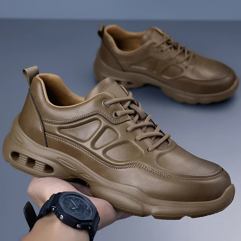 

New Arrival Leather Mens Casual Shoes Outdoor Non-Slip Sneakers Leisure Walk Male Hiking Shoes Treking Footwear Travel Trainers