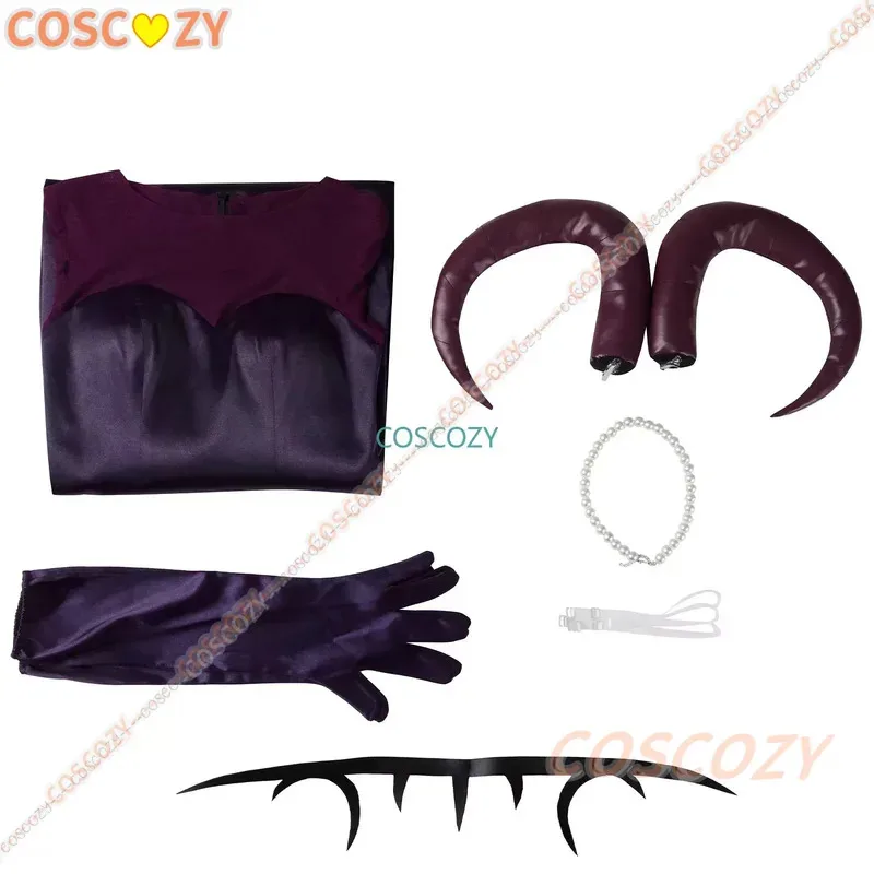 Lilith-vestido de Cosplay para mujer, disfraz de dibujos animados de Hazbin, collar, guantes, corona, disfraz de Hotel, trajes de Carnaval de Halloween