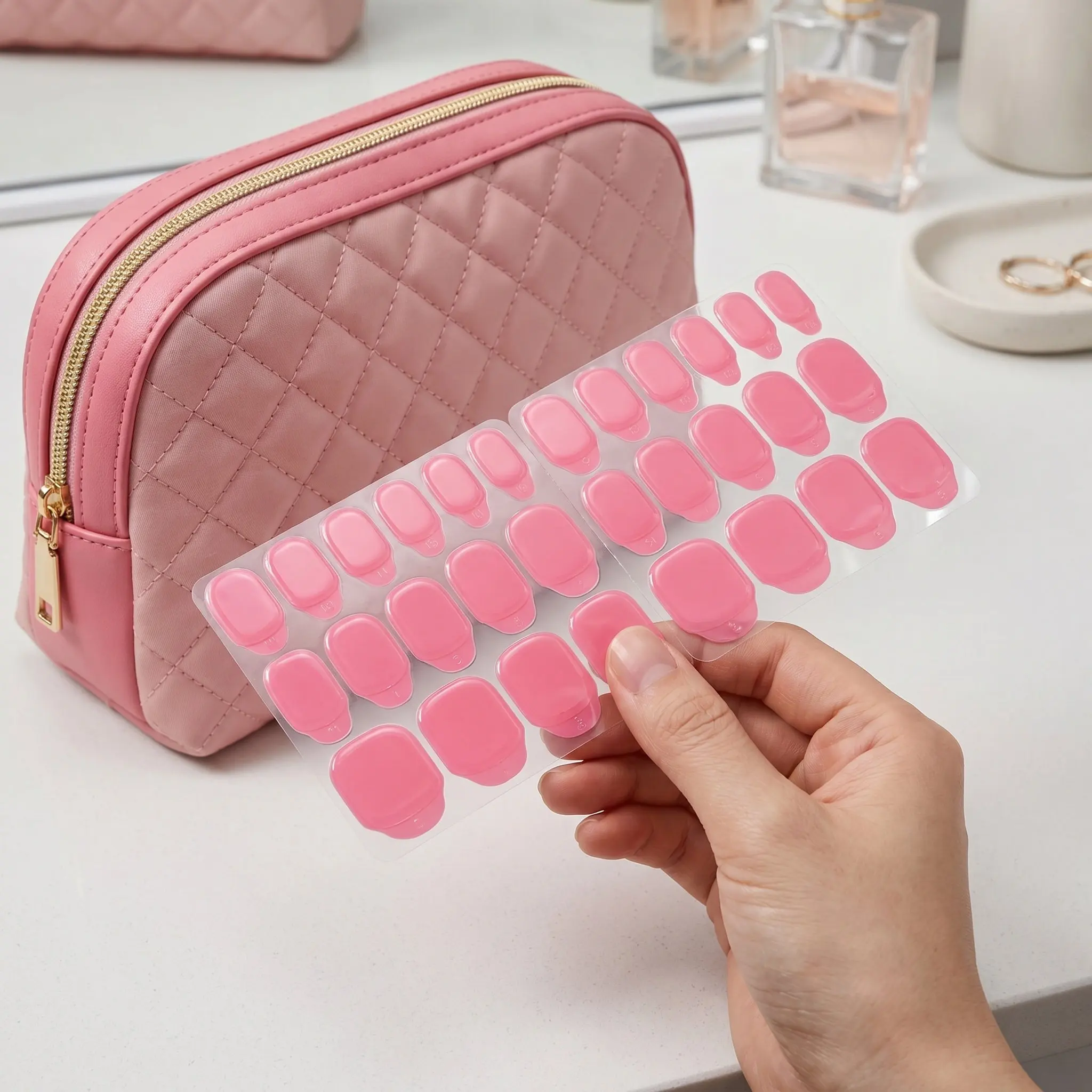 30Sheets Nail Stickers Ultra Thin Jelly Glue Tabs Long Press on Nails Waterproof Breathable Strong Adhesion Removable Gel Nail