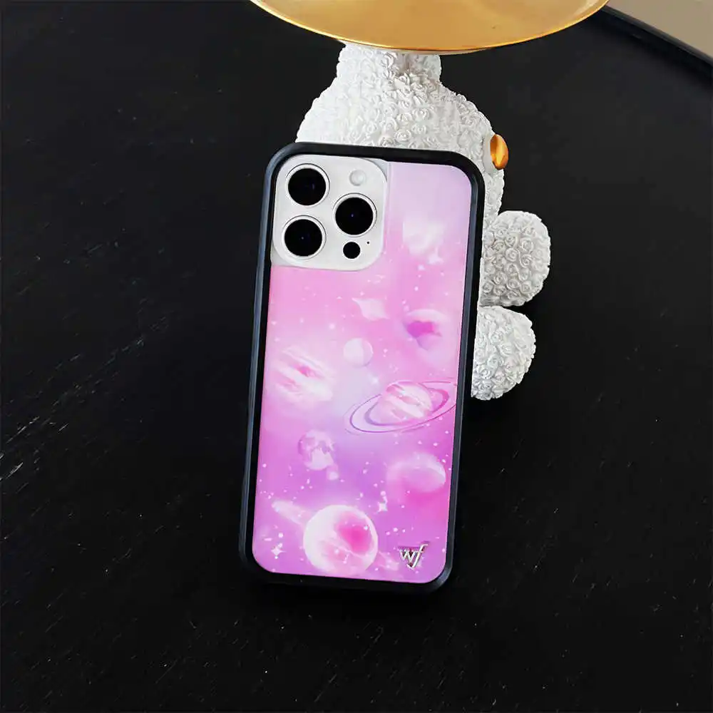 Wildflower 3d Roze Bloemen Telefoonhoesje Voor Iphone 16 15 14 13 12 Pro Max Plus 16pro 15pro Wf Schattig Meisje Cartoon Cover Geometrie