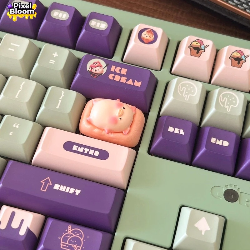 

Lying Flat Piggy Hand-Painted Healing Resin Artisan Keycap 1.5U Large Size 15mm Height Cute Desk Toy for MX Switch Relaxing Gift