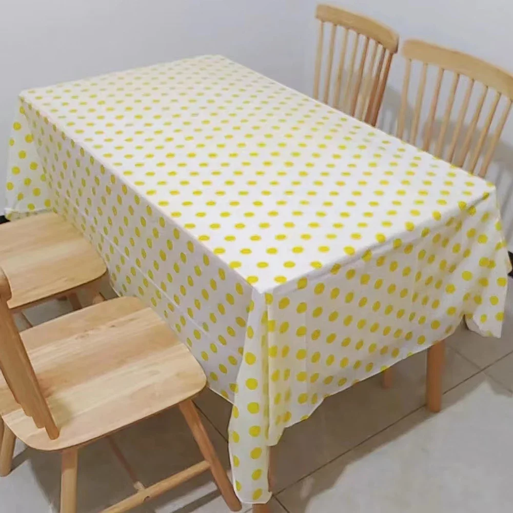 Waterproof Tablecloth Peva Polka Dot Disposable Rectangular Restaurant Hotel Tablecloth Oilproof Tablecloth Washable 137X274cm