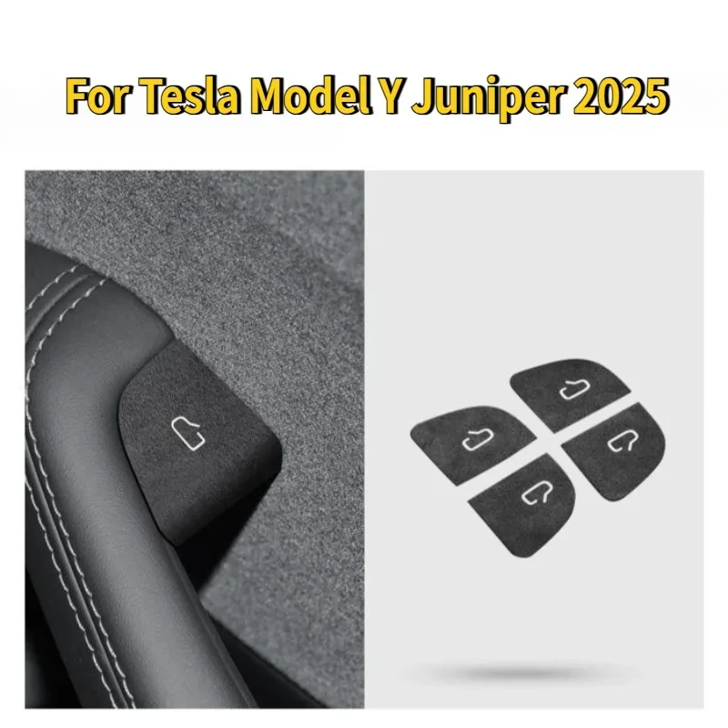 

Наклейка на дверной переключатель для Tesla Model Y Juniper 2025: тонкая замшевая накладка, декоративная замшевая наклейка на дверной переключатель, новая модель для интерьера Model Y