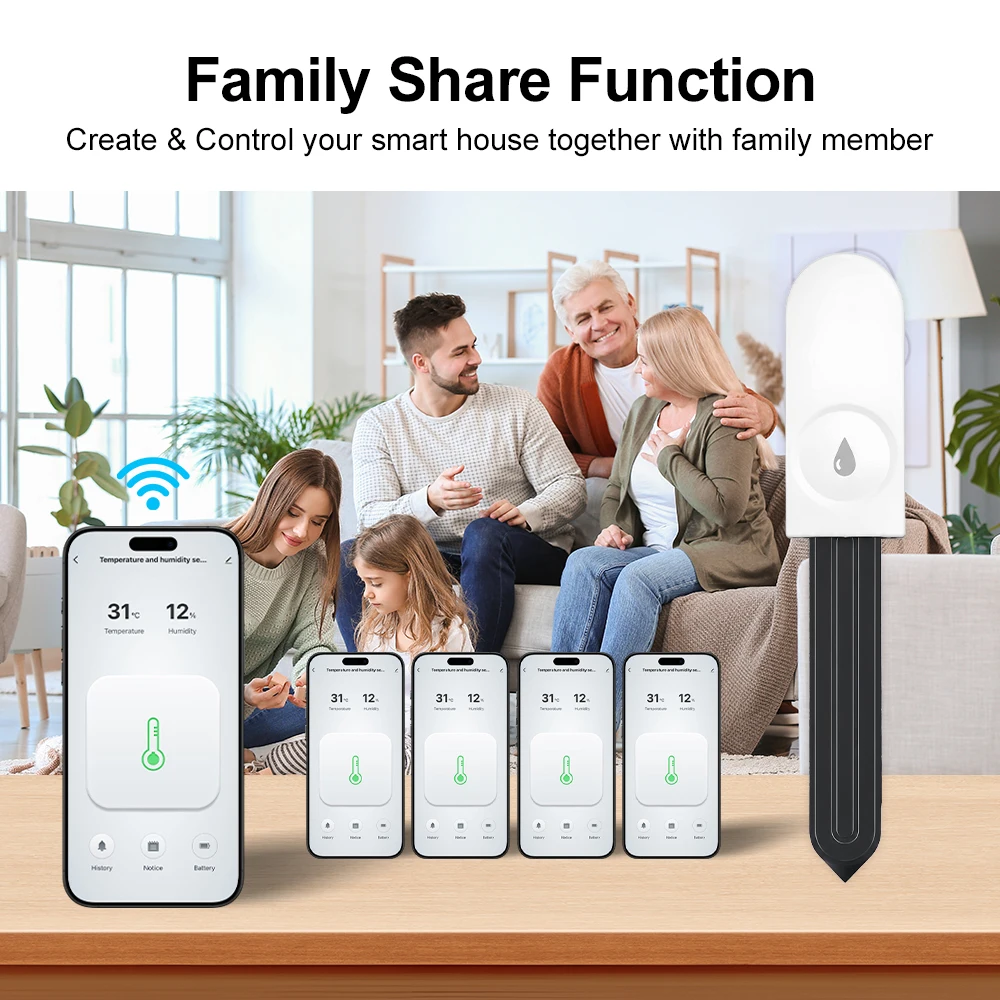 Zigbee Smart Soil Detector Work With Tuya APP Moisture Temp Humidity Luminance Tester Indoor Outdoor Potted Garden Plant Sensor