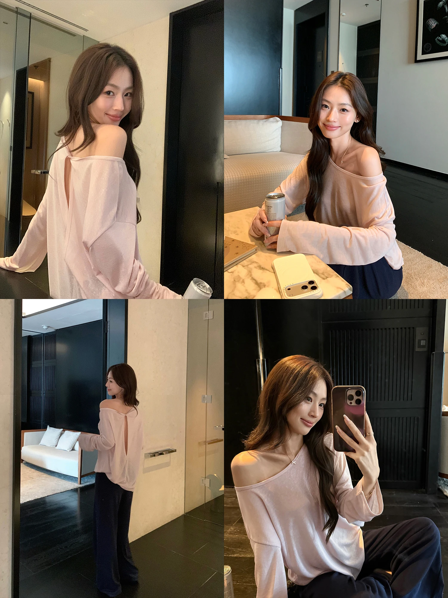 Pusumede Lightweight Formula Women's Long Sleeve T-Shirt Loose Cover up Top with Snowflake Texture Casual Style Fashion