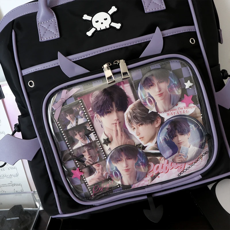 Sac à Dos Japonais Itabag En Nylon - Grande Capacité, Poche Transparente à Badges, 30x14x43 Cm