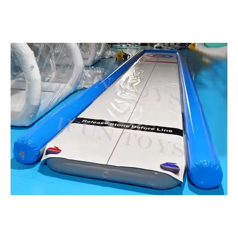 Portable Inflatable Street Curling Fast Ice Rink Floor Curling Lane with Spiral Stone for Team Building Games