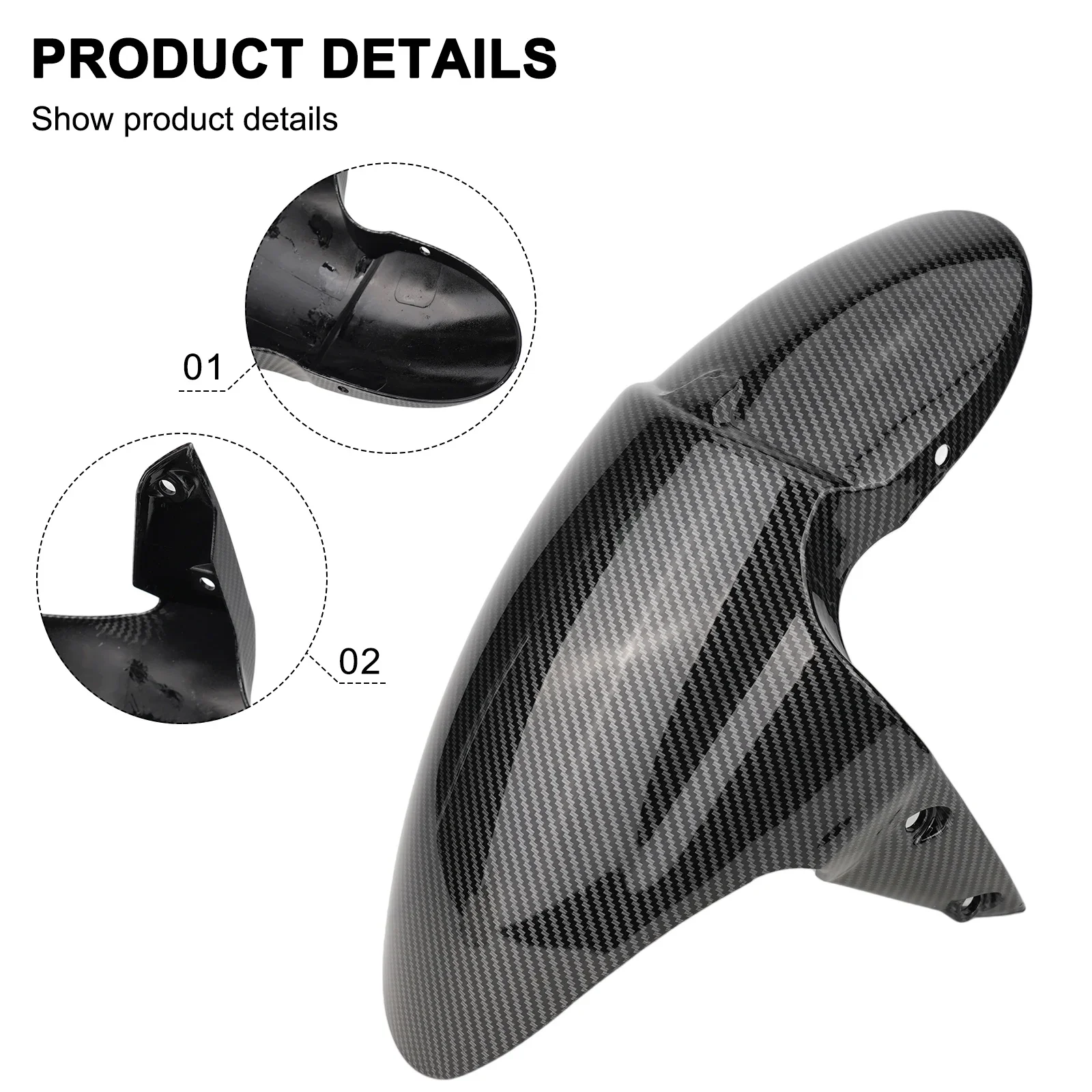 De fibra de carbono moto pára-lamas, pneu dianteiro Fender, guarda Hugger, substituição para Daytona 675, 675R, 2006-2012, 1pc