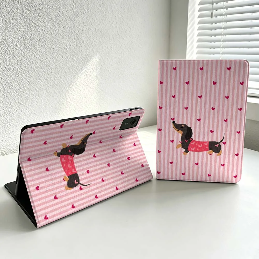Cartoon Pink Heart Dachshund Cover For Lenovo Xiaoxin Lenovo Tab Pad Pro Plus K11 P12 M10 Legion Y900 Soft Inch Tablet Case
