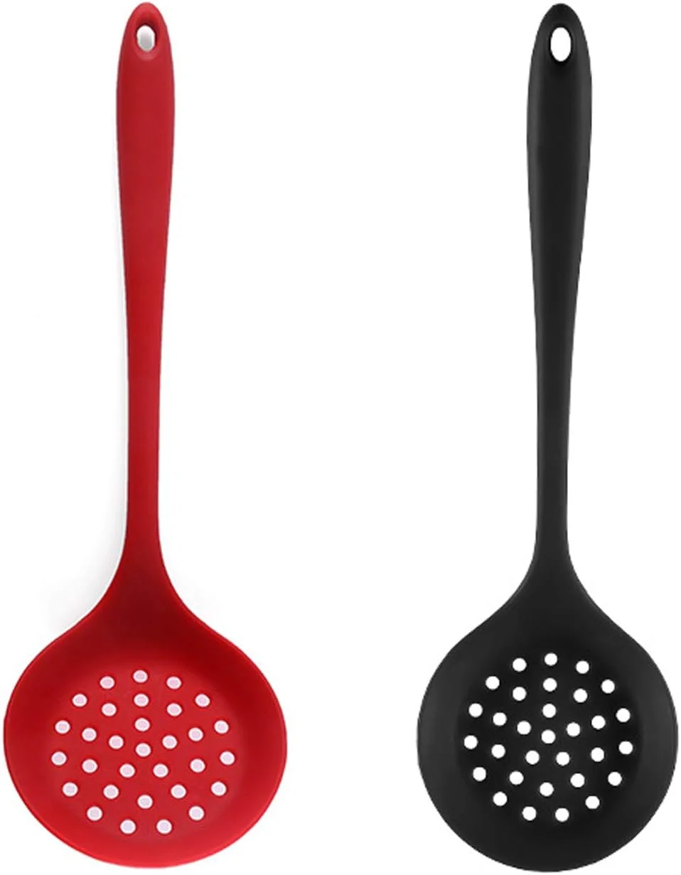 Silicone Skimmer Spoon Non-Stick Cooking Slotted Colander Spoon Skimmer Strainer Kitchen Sink Ladle Strainer Silicone Filter