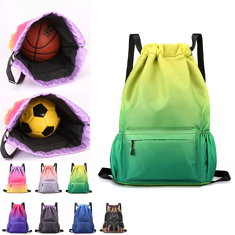 Bundle Pocket Backpack Waterproof Nylon Leisure Swimming Fitness Bag Basketball Soccer And Volleyball Training Bag Sports 