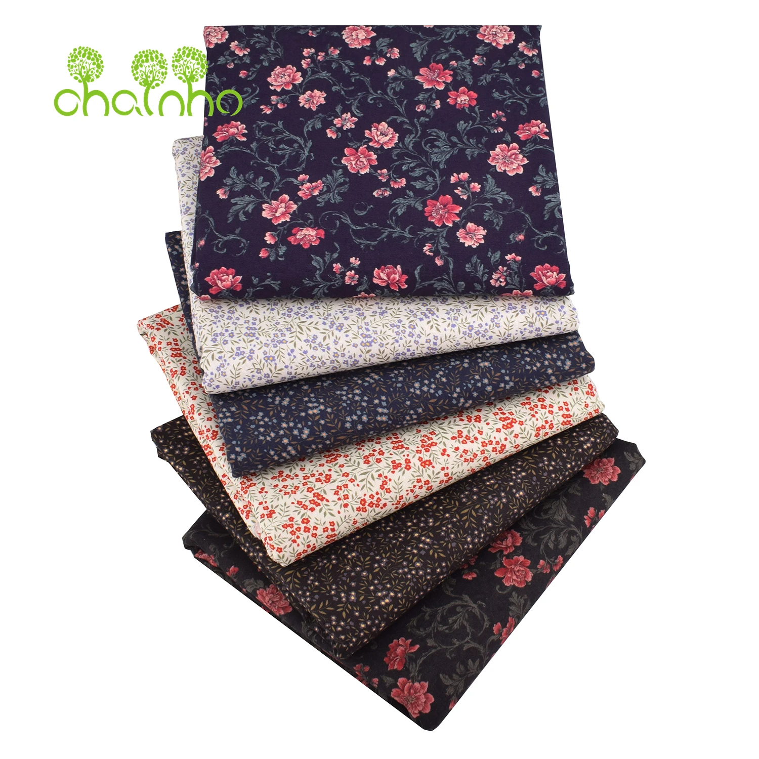 

Chainho, поплиновая хлопчатобумажная ткань с принтом полотняного переплетения, материал для шитья своими руками, ткань в стиле пэчворк, серия цветов, 2 размера, 15PC225