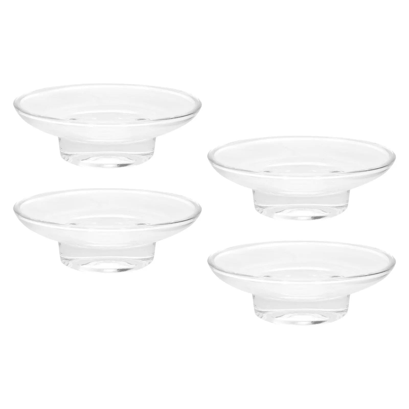 4 Pcs Decorative Soap Tray for Bathroom Glass Dish Holder Shower Kitchen Countertop