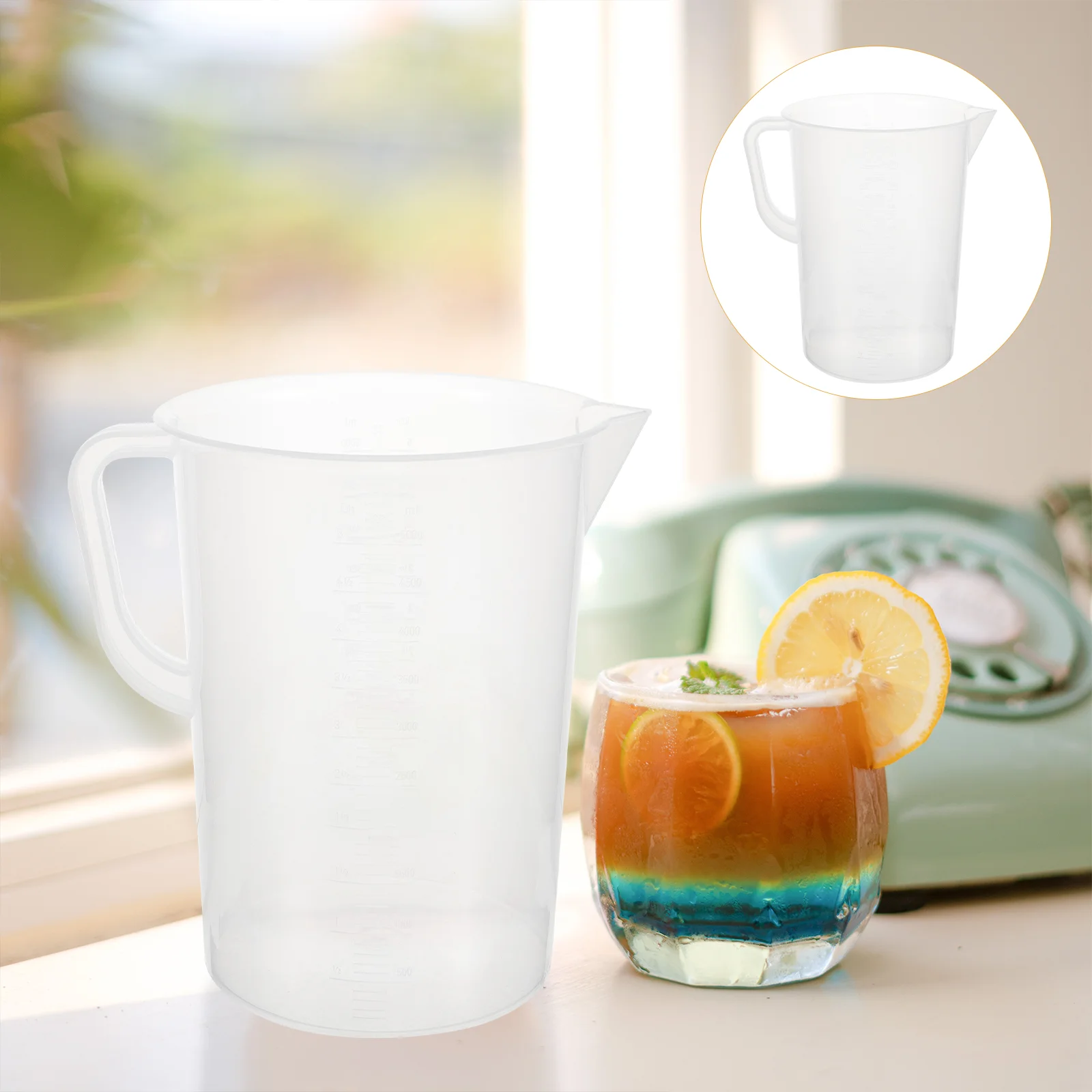 Plastic Measuring Cup Pitcher for Oil Liquid Water Container Chemical Jug Holder Clear Bottle