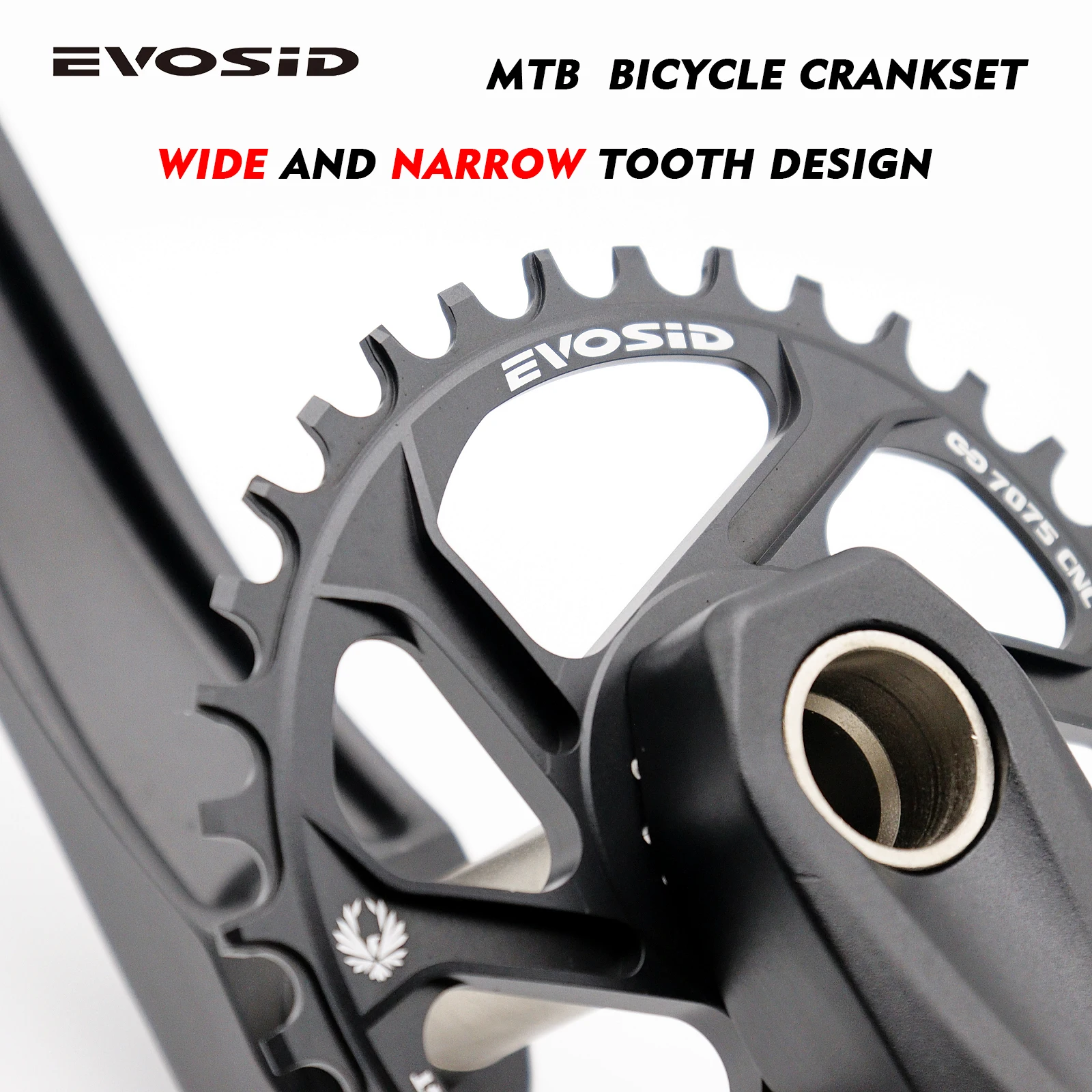 EVOSID GX Bicycle Crankset MTB Bike Crank Chainring 175mm 6 Degree 32T 34T 36T 38T Aluminum Alloy with Bottom